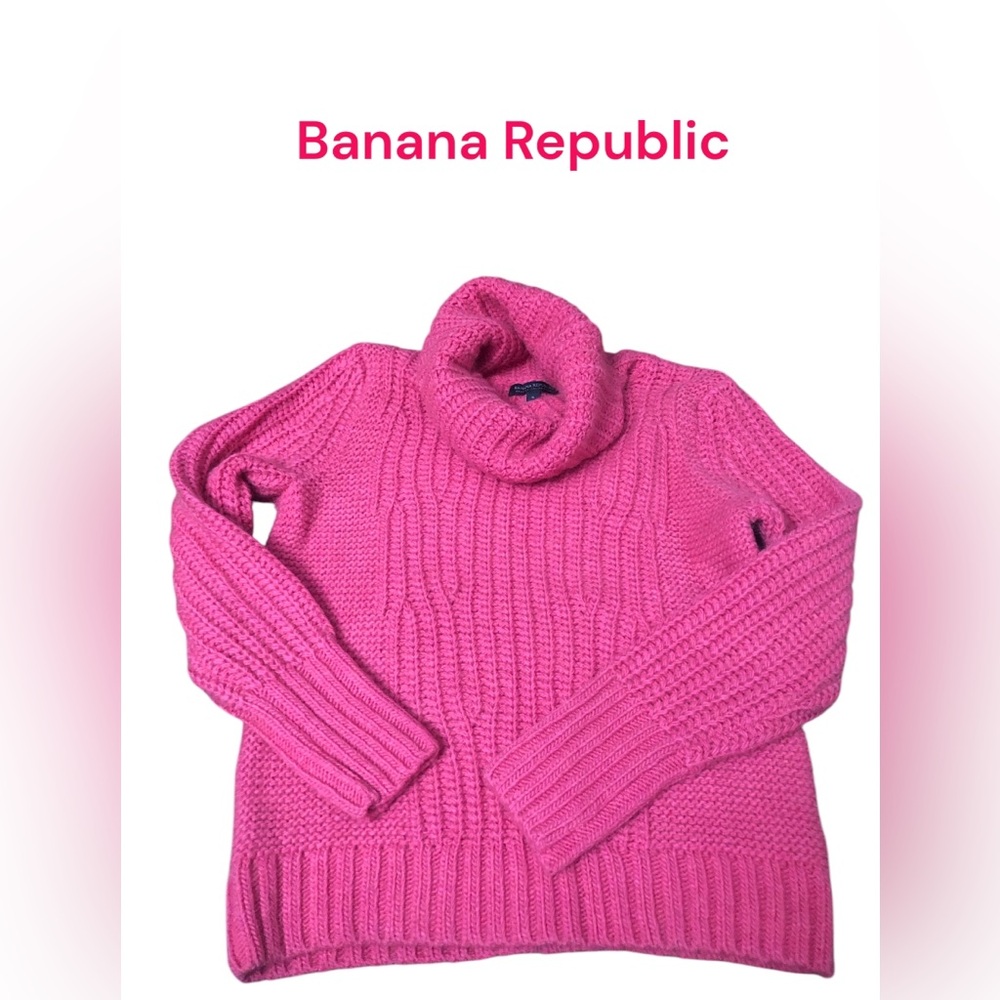 Banana Republic Chunky Knit Turtleneck Pink Small